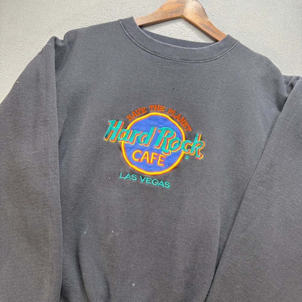 VTG Hard Rock Cafe Las Vegas Sweatshirt Mens Medium Black Cotton Made in USA